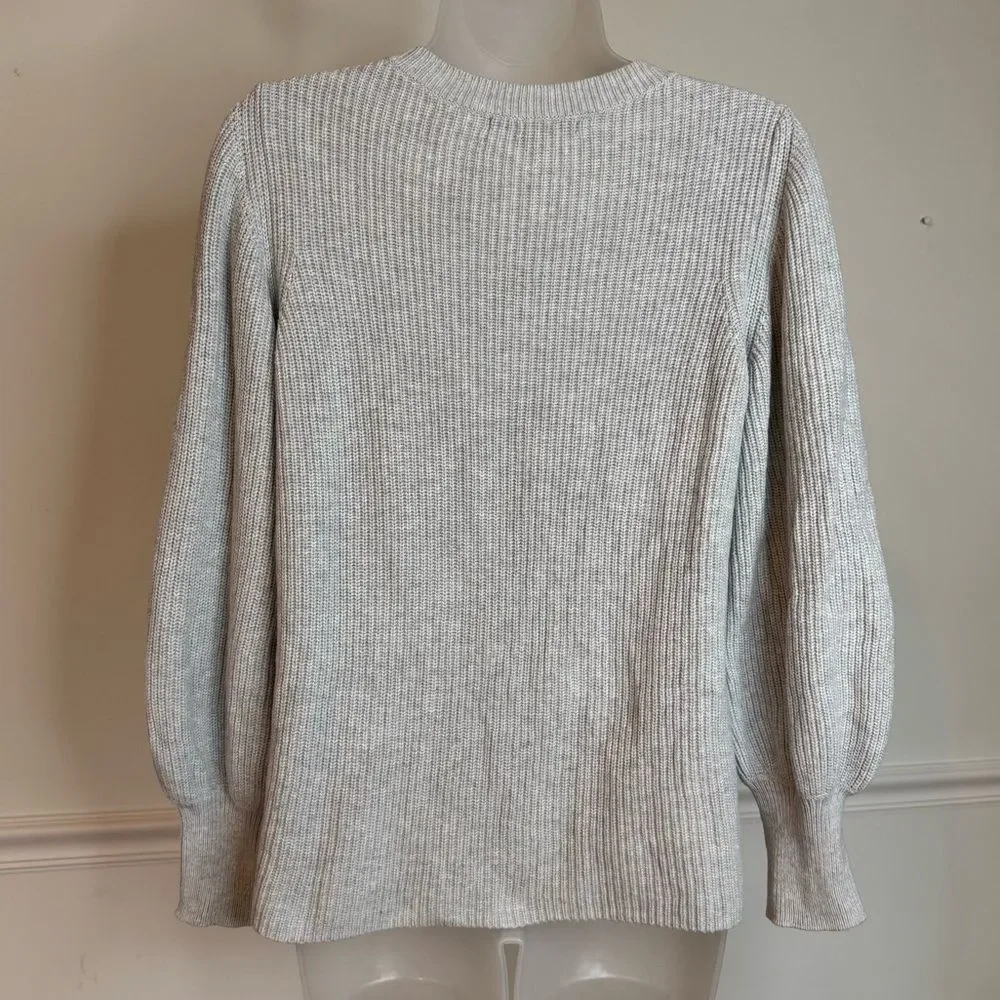 BANANA REPUBLIC Gray Knit Balloon Sleeve Sweater, Size Small